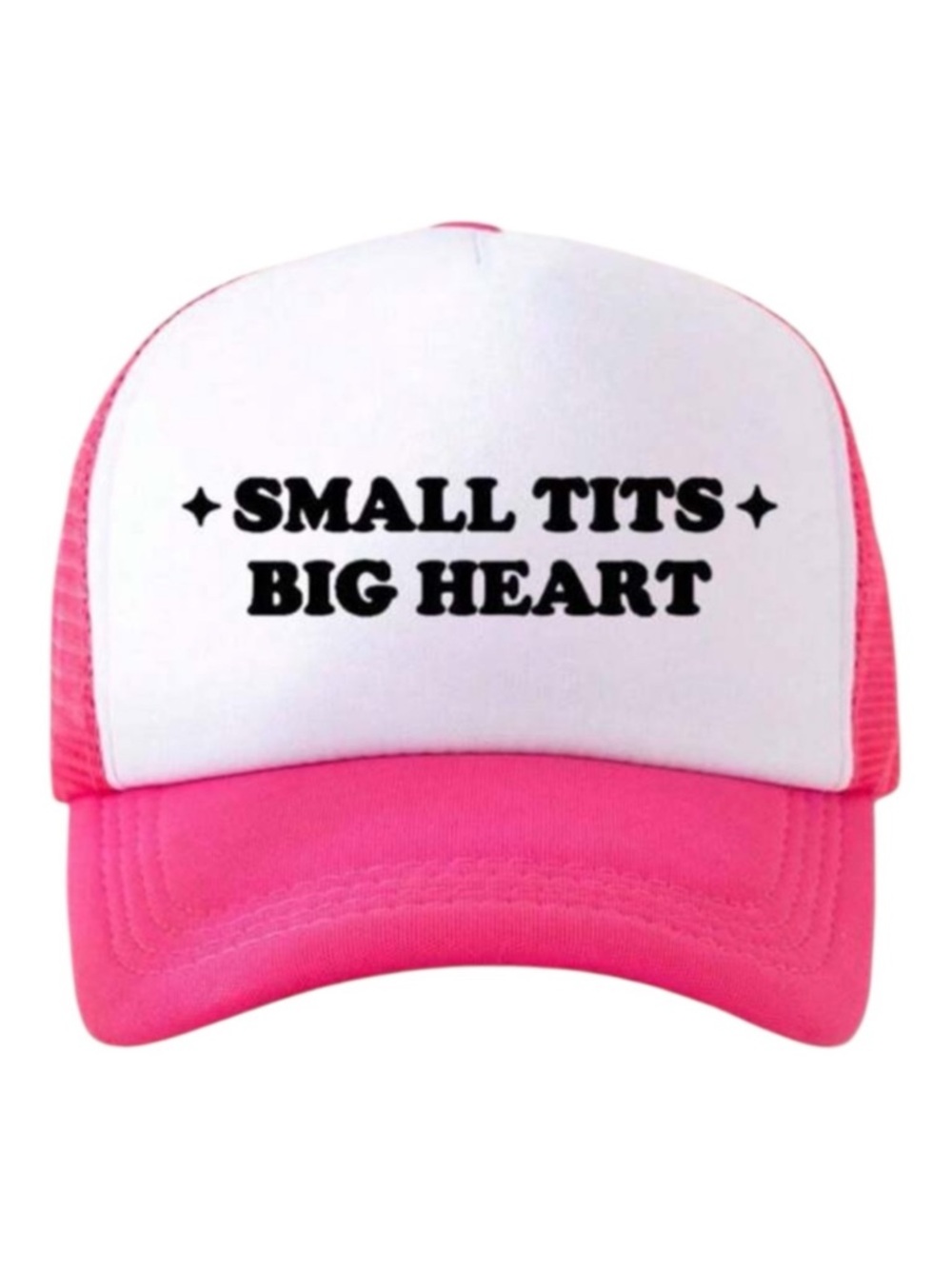 🪷 “Small T!ts Big Heart” Pink & White Trucker Hat